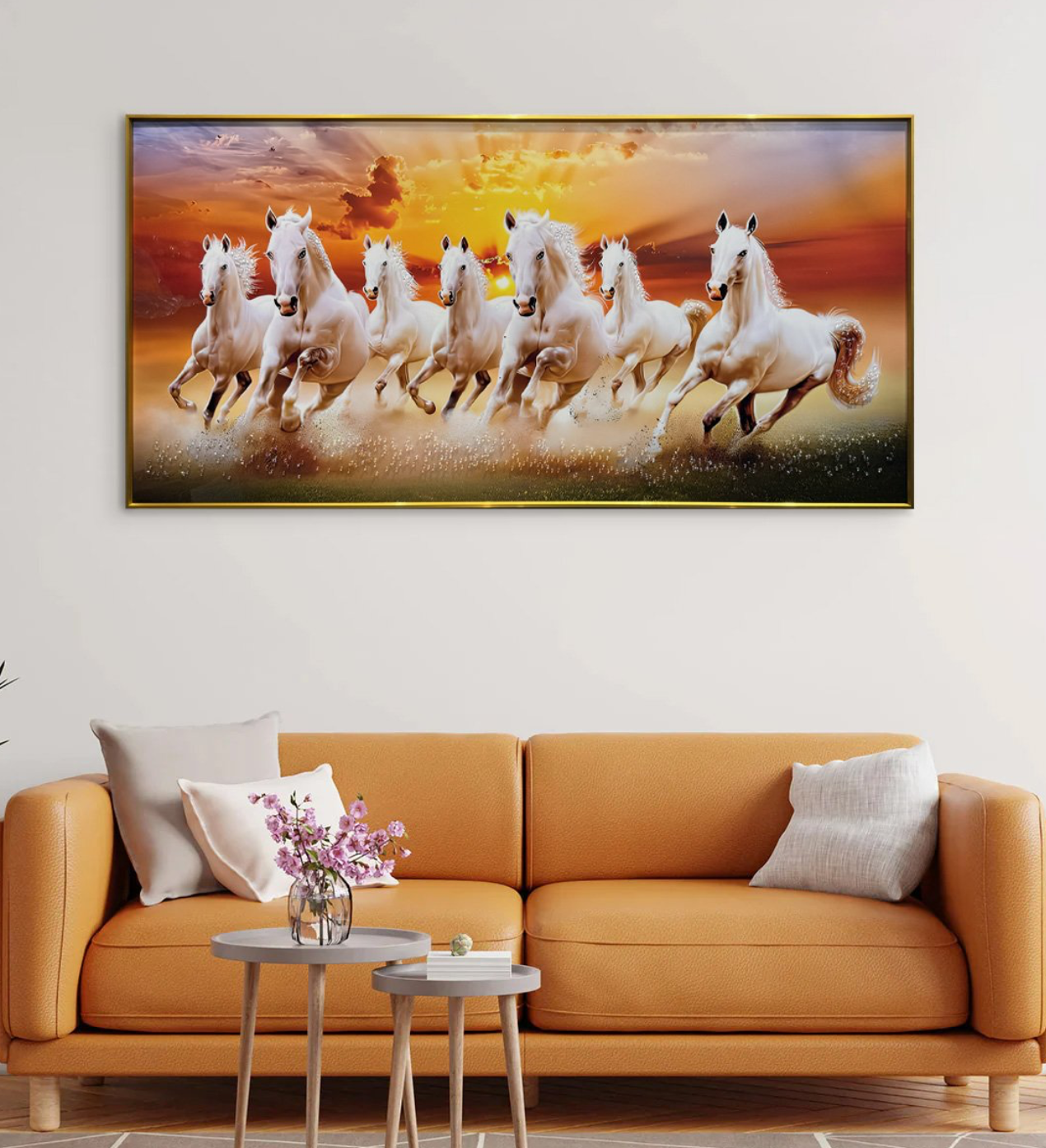 YF 7 Running Horse Vastu Crystal Glass Painting