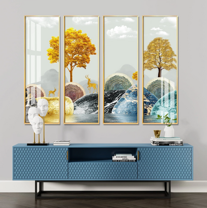 Forest scenery Premium Acrylic Vertical Wall Art (set of 4)