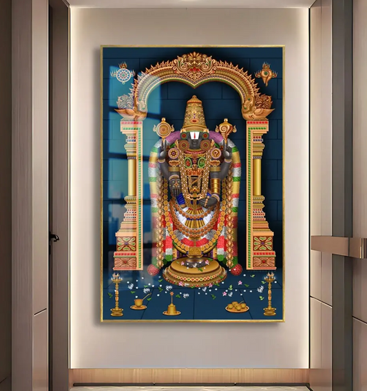 YF Ethnic Venkateshwara Ji Premium Acrylic Canvas Painting
