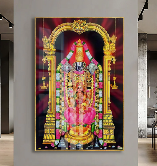 YF Shree Venkateshwara and Laxmi Ji Acrylic Canvas Painting