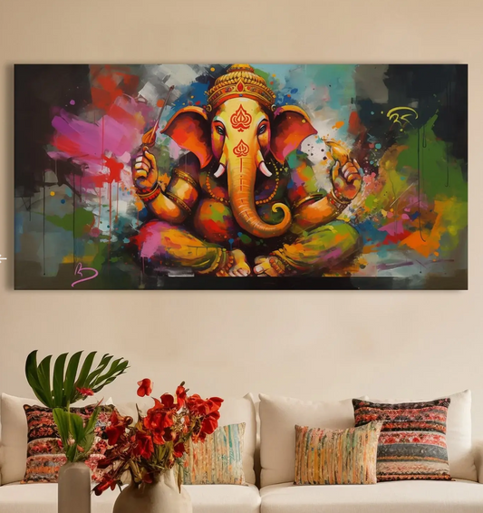 YF Abstract Colourful Ganpati Art