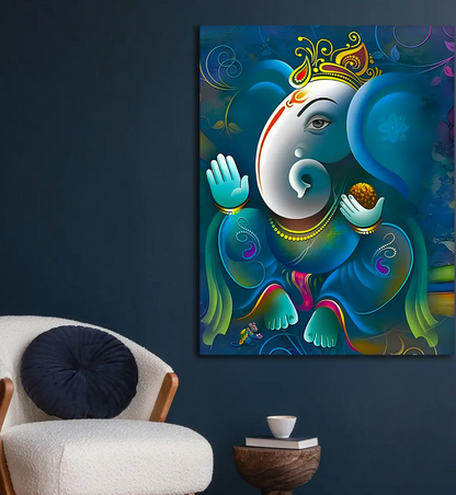 YF Abstract Ethnic Ganesh Art on Canvas