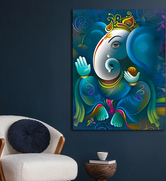 YF Abstract Ethnic Ganesh Art on Canvas