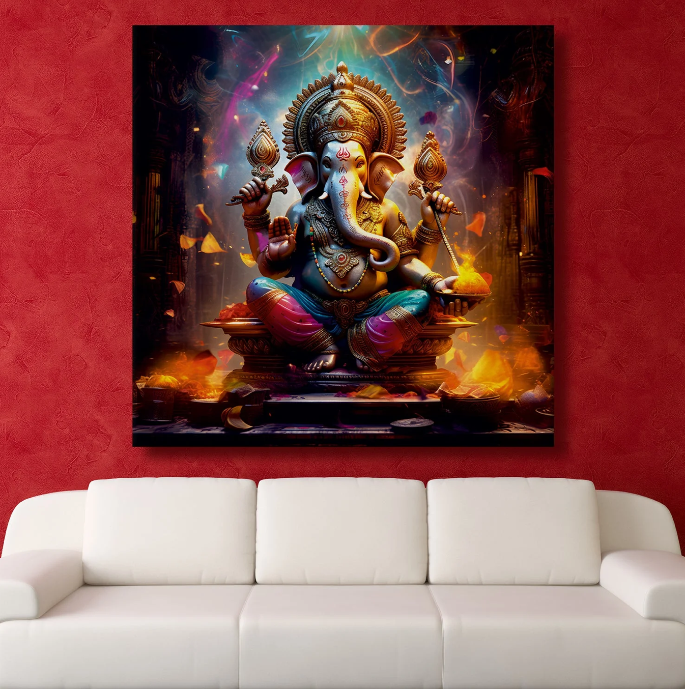 YF Garden in Heaven Ganesha Painting on Canvas