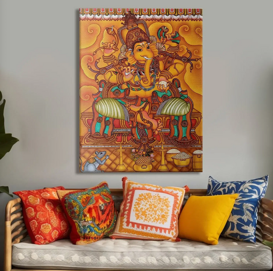 YF Indian Antique Artwork Ganesha Painting