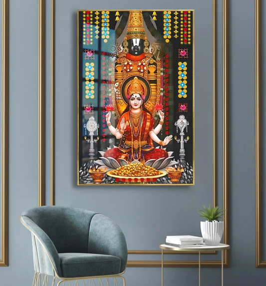 YF Sri Venkateshwara Swamy and Laxmi Ji Acrylic Canvas Painting
