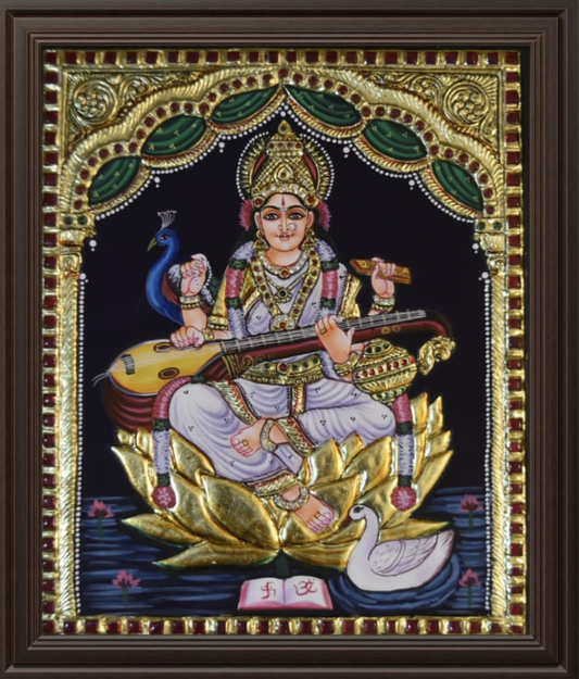ATP Saraswathi Devi Flat Tanjore Painting