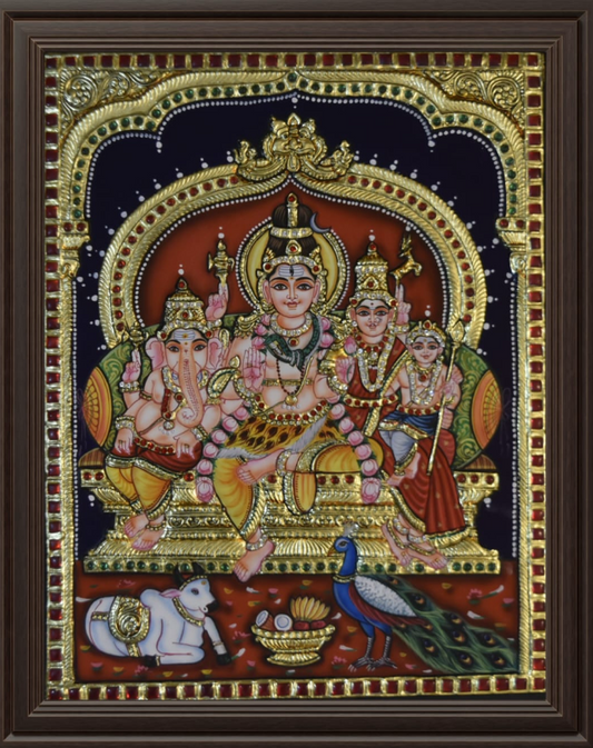 ATP Shiva Family Flat Tanjore Painting