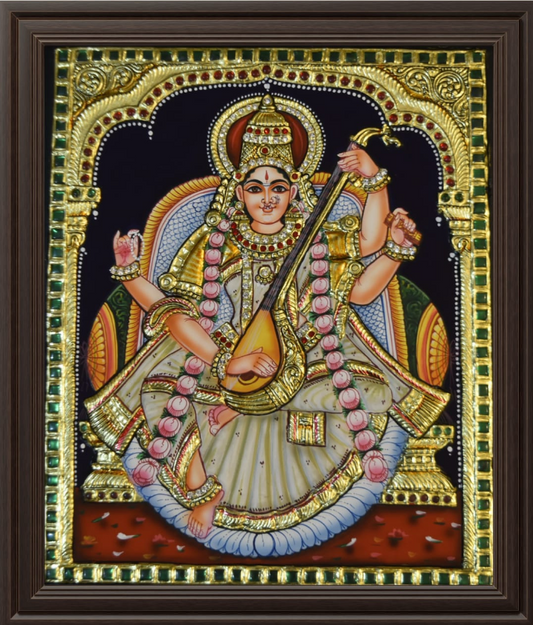 ATP Saraswathi Devi Flat Tanjore Painting