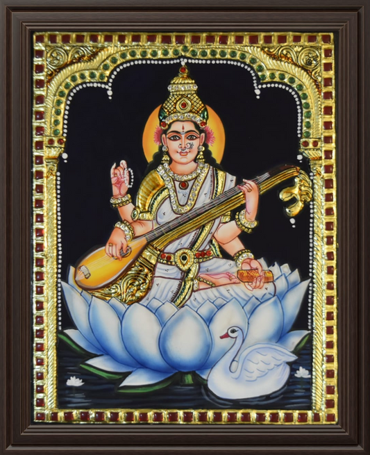 ATP Saraswathi Devi Flat Tanjore Painting