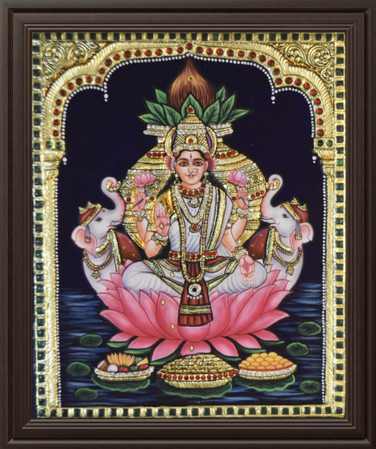 ATP Gaja Lakshmi Flat Tanjore Painting