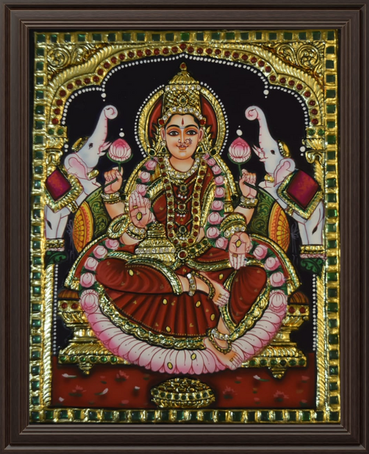 ATP Gaja Lakshmi Flat Tanjore Painting