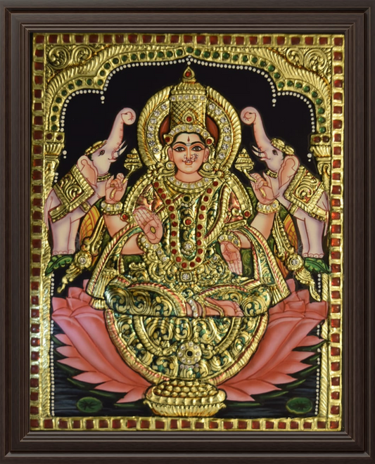 ATP Gaja Lakshmi Flat Tanjore Painting