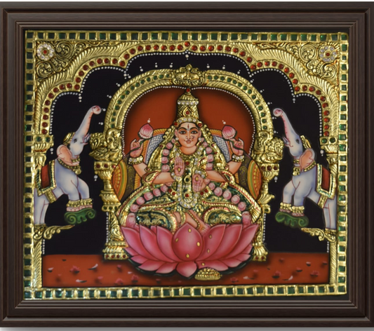 ATP Gaja Lakshmi Flat Tanjore Painting