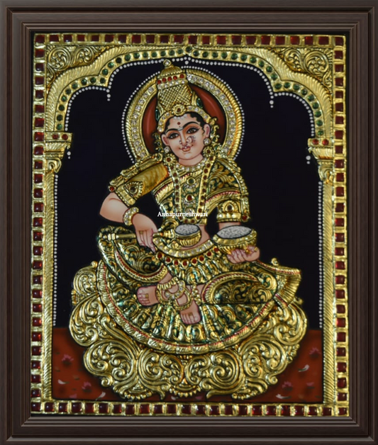 ATP Annapurneshwari Flat Tanjore Painting