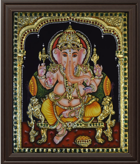 ATP Ganehsha Flat Tanjore Painting