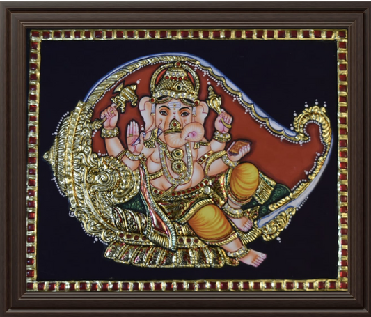 ATP Ganehsha Flat Tanjore Painting