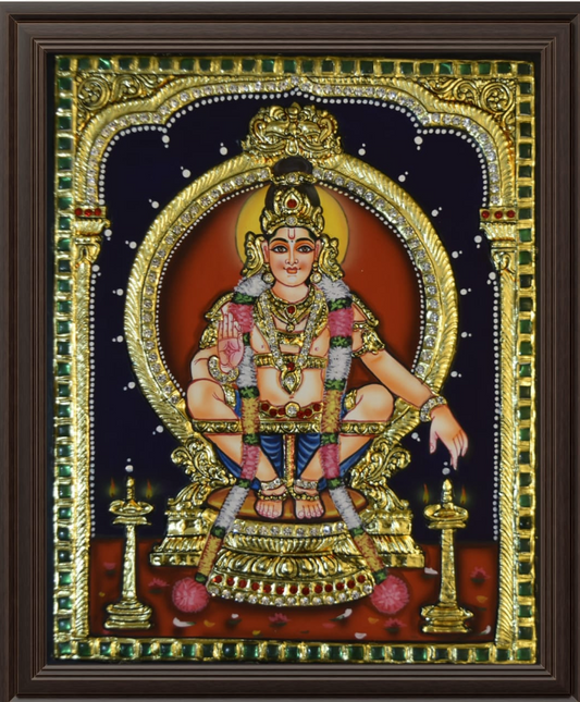 ATP Ayyappa Swamy Flat Tanjore Painting
