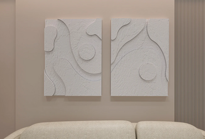 AWA - 3D Abstract Relief Wall Art – Home Decor Sculpture - (Set of 2)