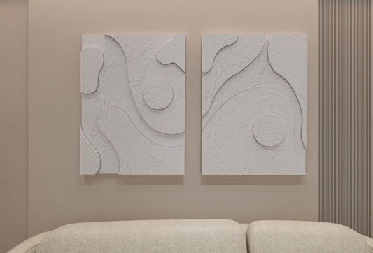 AWA - 3D Abstract Relief Wall Art – Home Decor Sculpture - (Set of 2)
