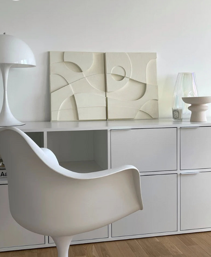 AWA - 3D Abstract Relief Wall Art – Home Decor Sculpture - (Set of 2)