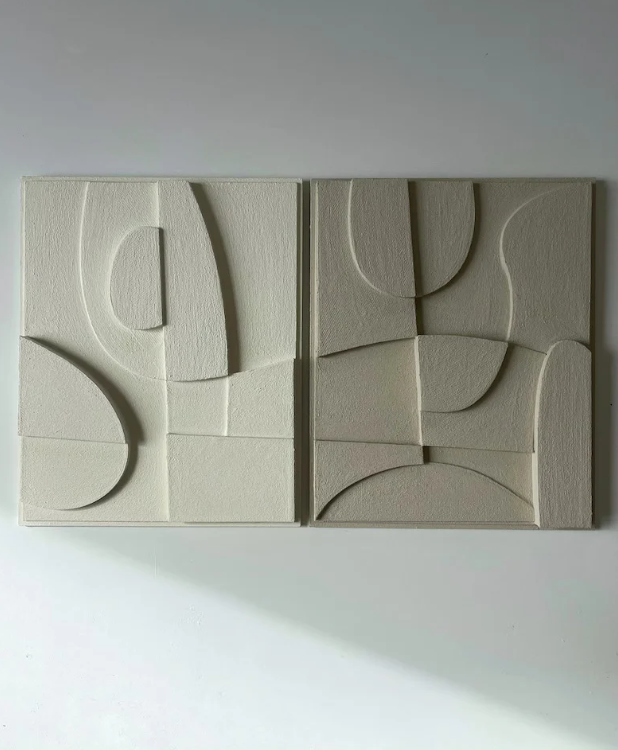 AWA - 3D Abstract Relief Wall Art – Home Decor Sculpture - (Set of 2)..