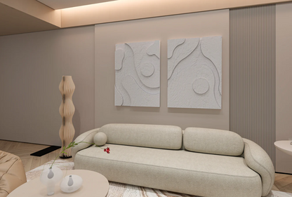 AWA - 3D Abstract Relief Wall Art – Home Decor Sculpture - (Set of 2)