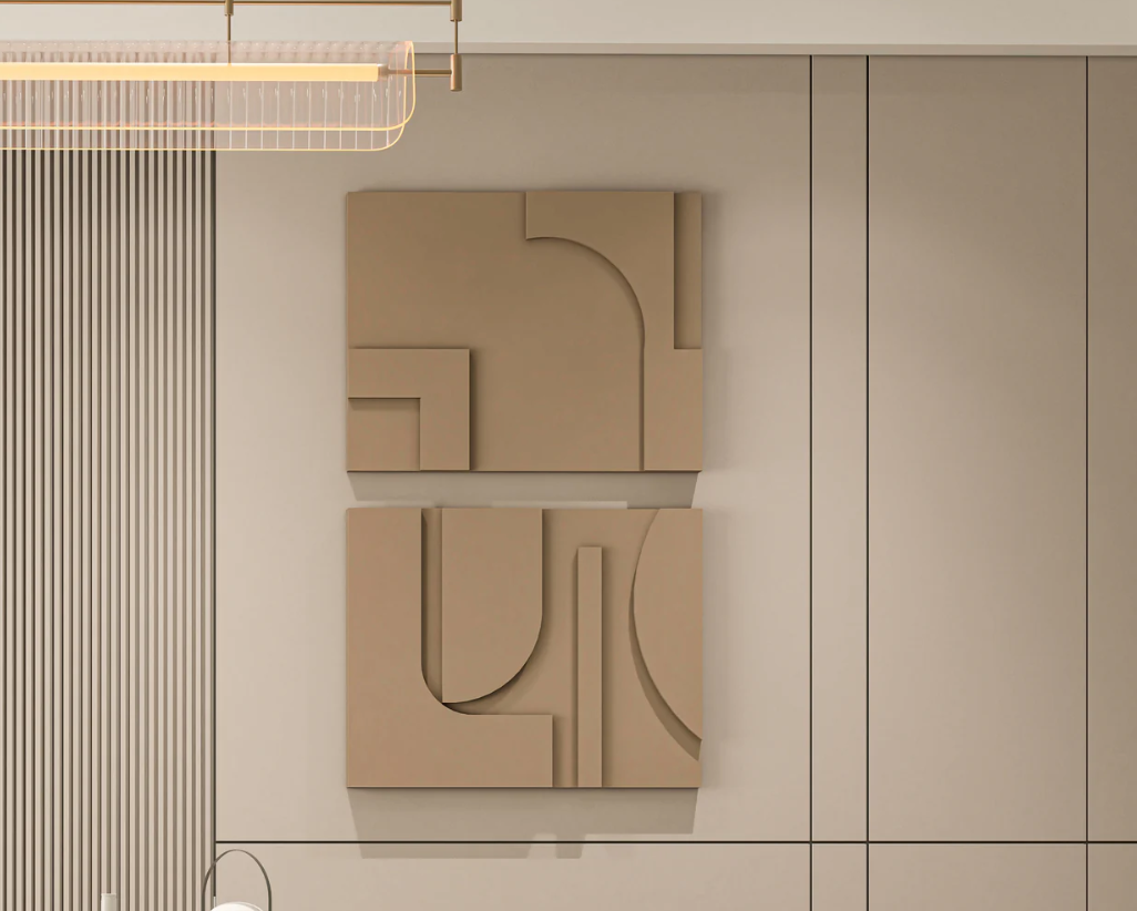 AWA - 3D Abstract Relief Wall Art – Home Decor Sculpture - (Set of 2)