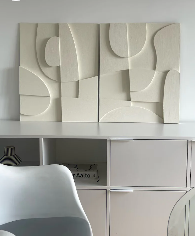 AWA - 3D Abstract Relief Wall Art – Home Decor Sculpture - (Set of 2)..