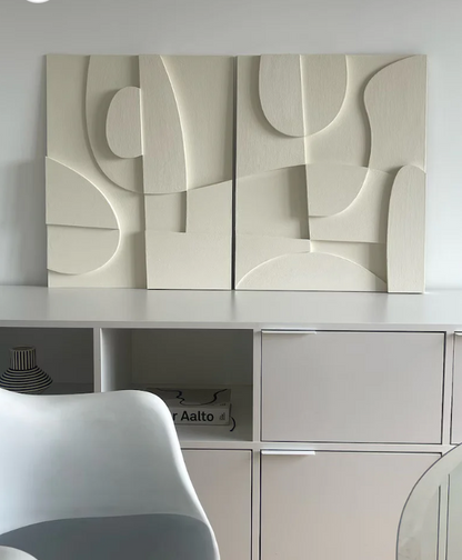 AWA - 3D Abstract Relief Wall Art – Home Decor Sculpture - (Set of 2)..