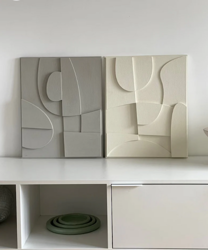 AWA - 3D Abstract Relief Wall Art – Home Decor Sculpture - (Set of 2)..