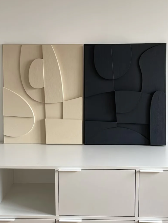 AWA - 3D Abstract Relief Wall Art – Home Decor Sculpture - (Set of 2)..