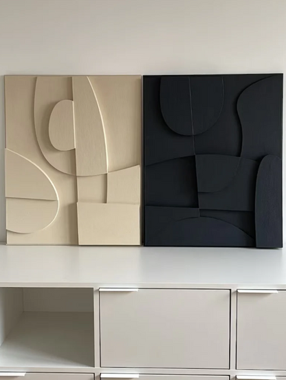 AWA - 3D Abstract Relief Wall Art – Home Decor Sculpture - (Set of 2)..