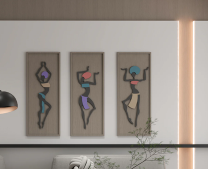 AWA - Abstract Dancing Lady 3D Wall art (Set Of 3)