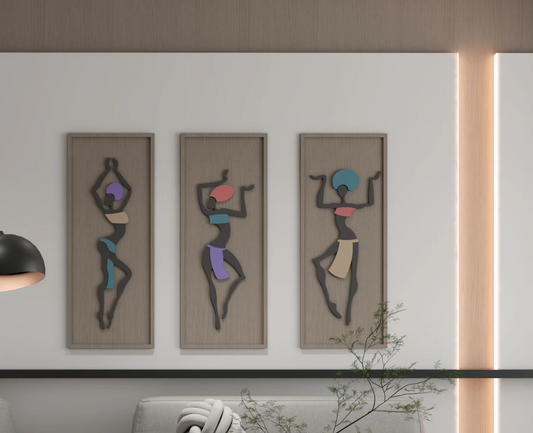 AWA - Abstract Dancing Lady 3D Wall art (Set Of 3)