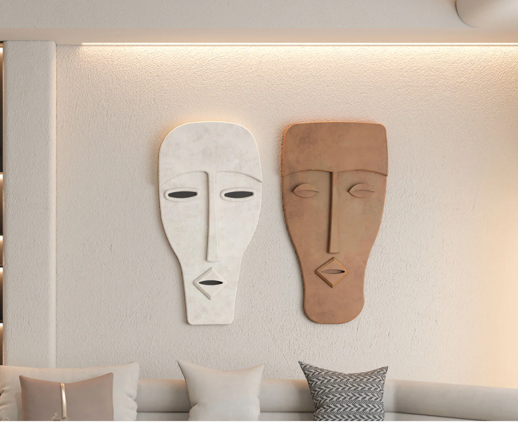 AWA - Abstract Face mask 3D Wall art (Set of 2)