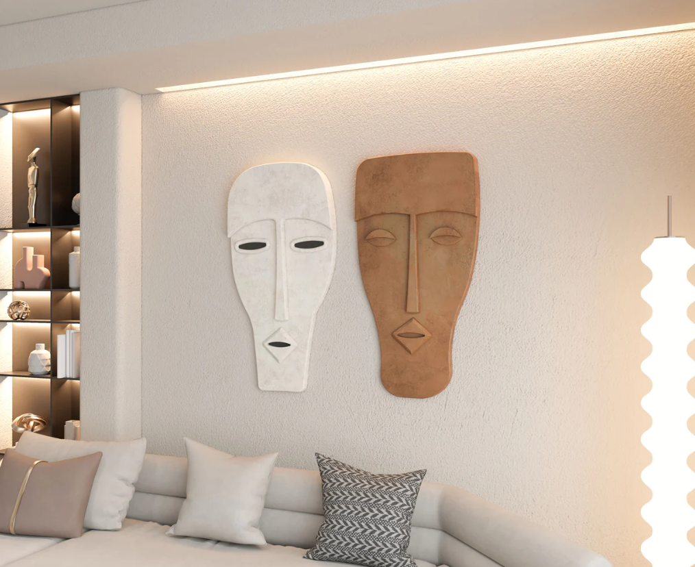 AWA - Abstract Face mask 3D Wall art (Set of 2)