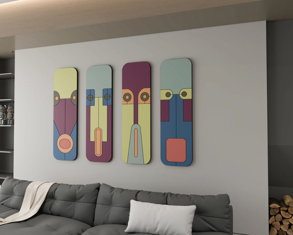 AWA - Abstract Face mask 3D Wall art (Set of 4)