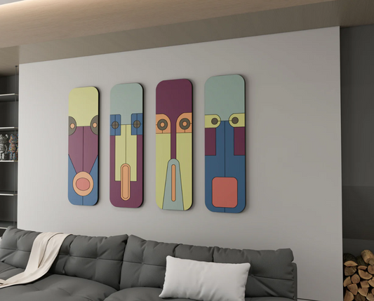 AWA - Abstract Face mask 3D Wall art (Set of 4)