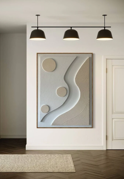 AWA - Beige and white abstract 3D textured wall art