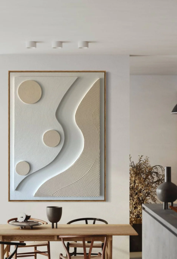 AWA - Beige and white abstract 3D textured wall art