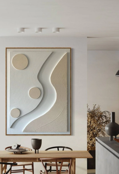 AWA - Beige and white abstract 3D textured wall art