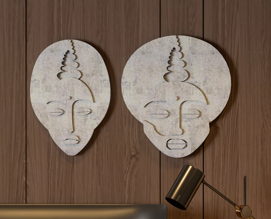 AWA - Minimalist couple face 3D wall art( Set of 2)