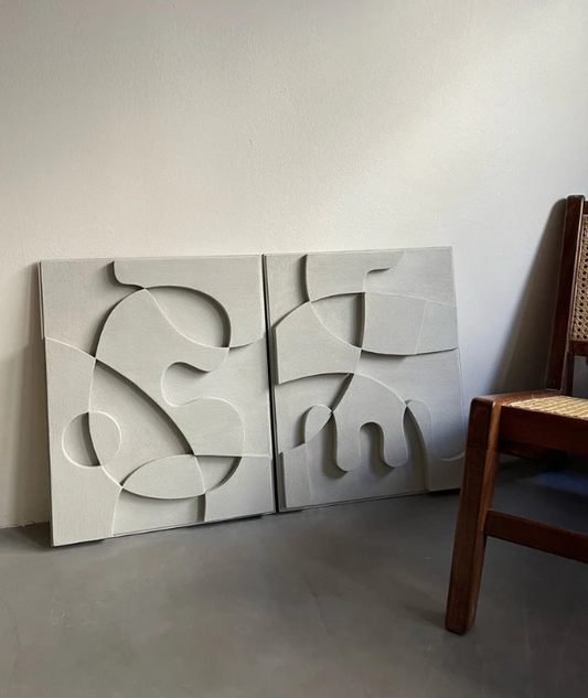 AWA - New 3D Abstract Relief Wall Art – Home Decor Sculpture - (Set of 2)
