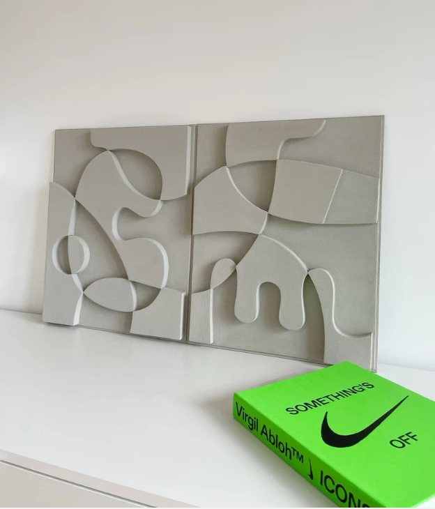 AWA - New 3D Abstract Relief Wall Art – Home Decor Sculpture - (Set of 2)