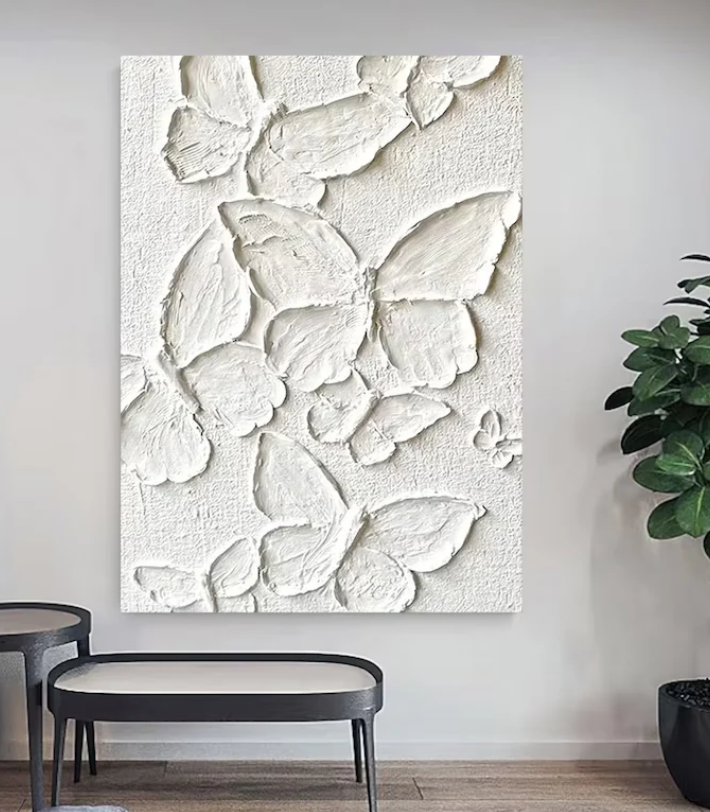 AWA - Painting on Canvas Butterfly Plaster Painting Minimalist Wall Art
