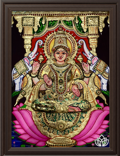 ATP Gaja Lakshmi Semi Embosed Tanjore Painting