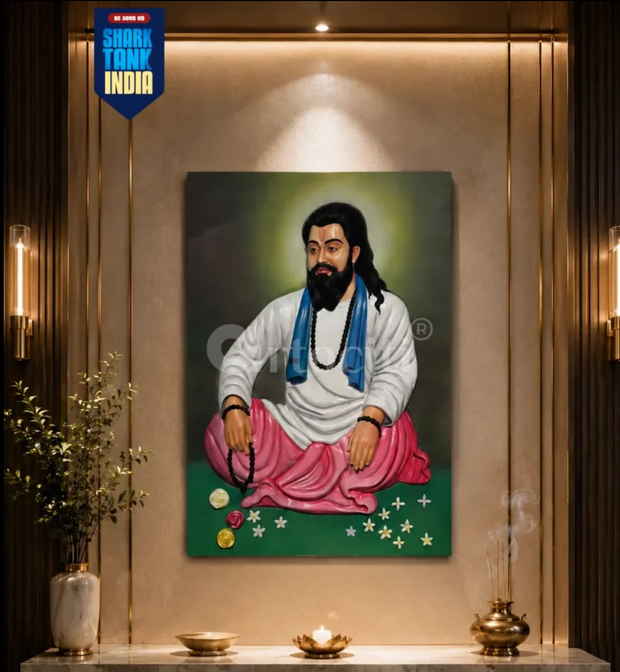 3X2 Feet Sant Guru Ravidas Ji Maharaj 3D Relief Mural Wall Art