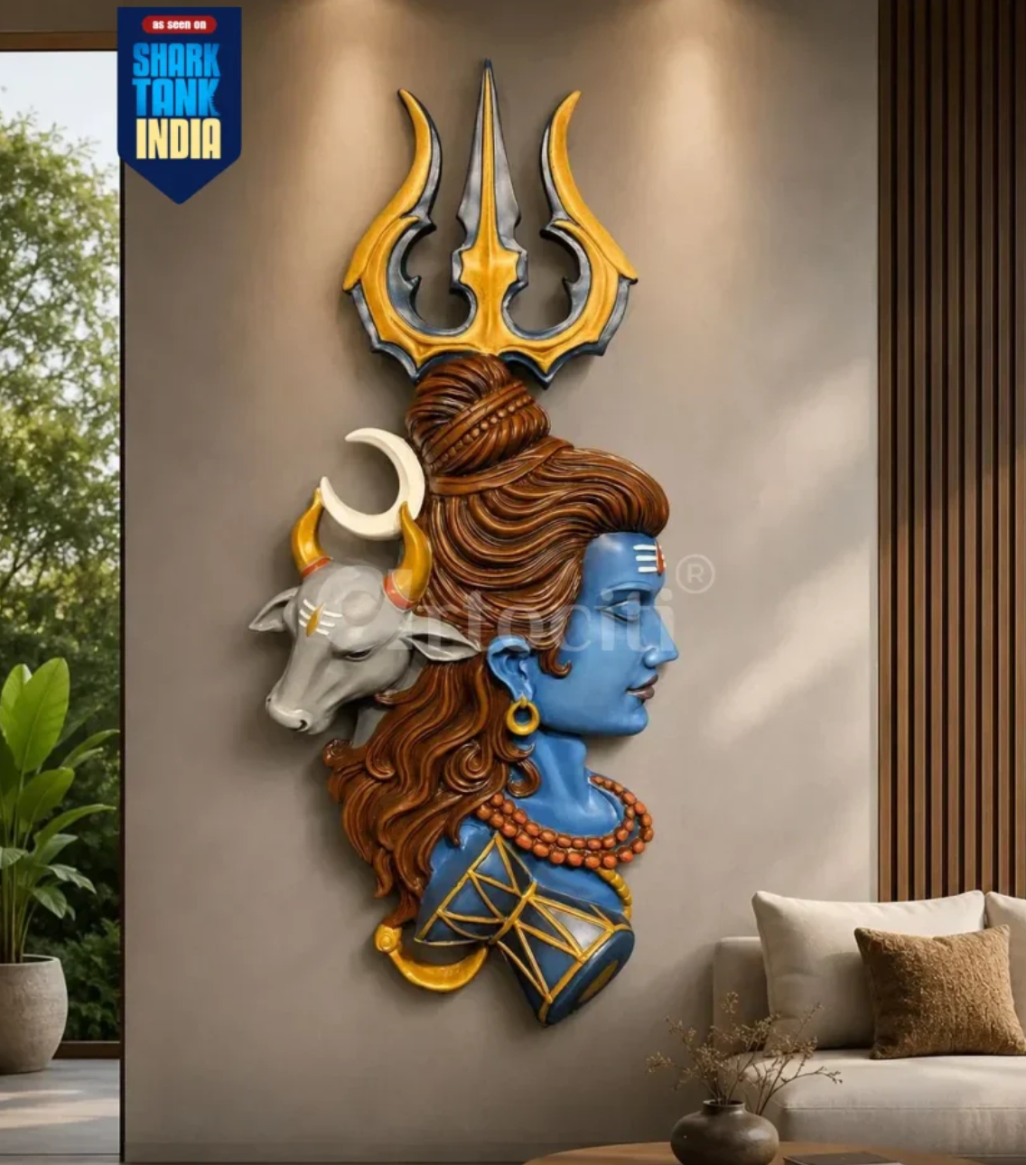 4 Feet Contemporary Shiva 3D Wall Hanging | Premium Devotional Interior Art