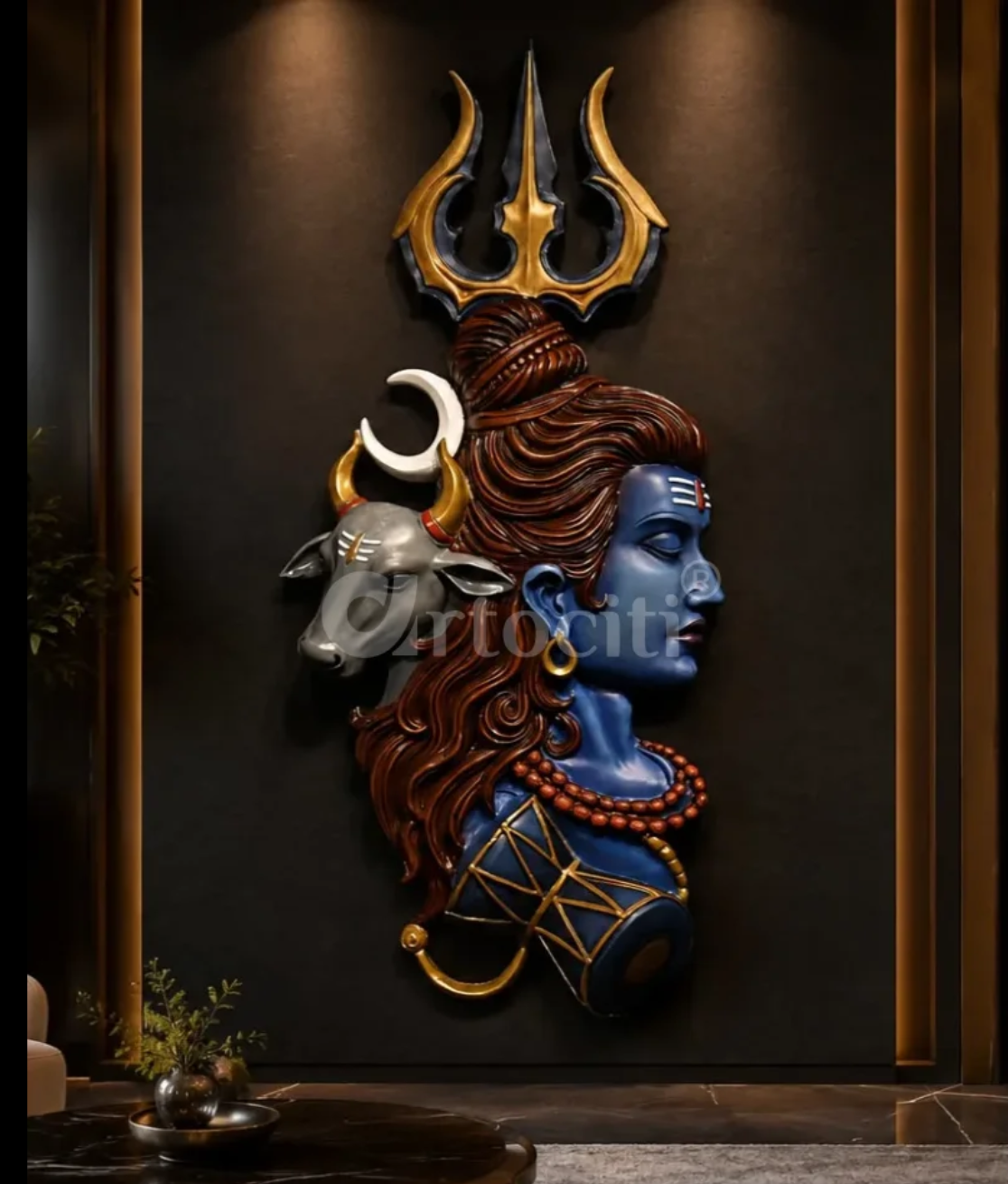 4 Feet Contemporary Shiva 3D Wall Hanging | Premium Devotional Interior Art
